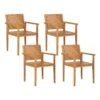 BARATTI - Tuinstoelen Set Van 4 - Lichtbruin - Acaciahout -VIDAXL Winkel 1000101755
