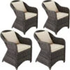 TecTake® Set Van 4 Wicker Stoelen - Weerbestendig Met Kussens - Grijs -VIDAXL Winkel 1000125721
