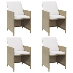 VidaXL - Tuinstoelen - Beige - 4 Stuks - Met Kussens -VIDAXL Winkel 1000163205