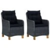 VidaXL - Tuinstoelen - Grijs - Poly Rattan - 2 Stuks - Met Kussens -VIDAXL Winkel 1000163233