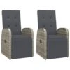VidaXL - Tuinstoelen - Grijs - Poly Rattan - 2 Stuks - Verstelbaar - Met Kussens -VIDAXL Winkel 1000163240