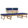 VidaXL - Tuinbank - Blauw - Acaciahout - 190 Cm - 2-in-1 - Met Kussen -VIDAXL Winkel 1000163384