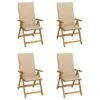 VidaXL - Verstelbare Tuinstoelen En Kussens - Beige - 57x69x111 Cm - 4 Stuks -VIDAXL Winkel 1000172573