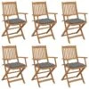 VidaXL - Tuinstoelen Met Kussens - Inklapbaar - Grijs - Acaciahout - 6 Stuks -VIDAXL Winkel 1000172592