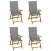 VidaXL - Verstelbare Tuinstoelen - Grijs - Acaciahout - 4 Stuks - 120x50x3 Cm -VIDAXL Winkel 1000172610
