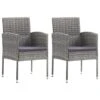 VidaXL - Tuinstoelen - Kussens - Grijs - Poly Rattan - 2 Stuks - 52x56x88 Cm -VIDAXL Winkel 1000172640