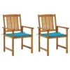 VidaXL - Tuinstoelen Met Kussens - Blauw - Massief Acaciahout - 2 Stuks -VIDAXL Winkel 1000172648