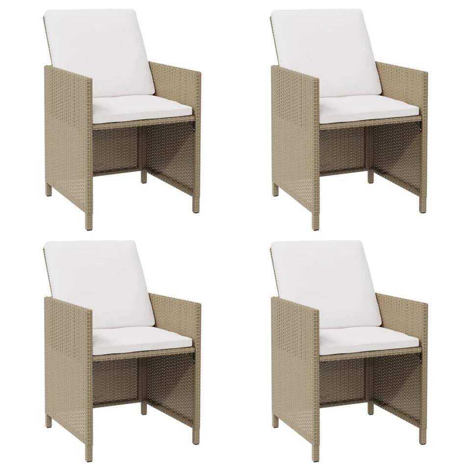 VidaXL - Tuinstoelen - Kussens - Beige - Poly Rattan - 4 Stuks 3 VidaXL - Tuinstoelen - Kussens - Beige - Poly Rattan - 4 Stuks