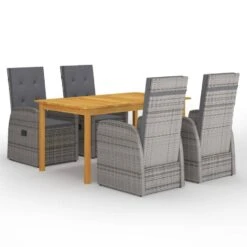 VidaXL - Tuinset Grijs - 4 Verstelbaar Stoelen & 150x90 Cm Tafel - Poly Rattan