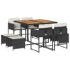 VidaXL - 9-delige Tuinset Wit Kussens 4 Krukken - Zwart Poly Rattan - 110x106 Cm -VIDAXL Winkel 1000172684