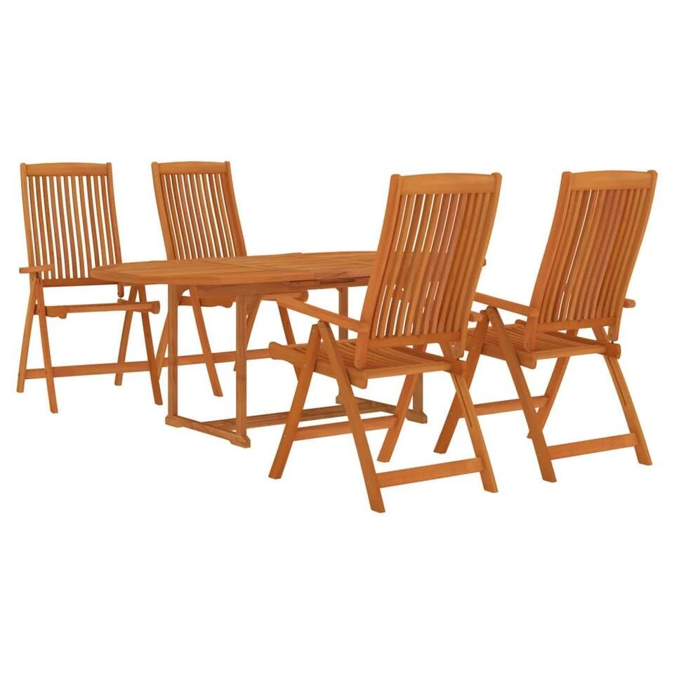 VidaXL - 5-delige Tuinset 4 Fauteuils Massief Eucalyptushout - (150-200)x100 Cm 3 VidaXL - 5-delige Tuinset 4 Fauteuils Massief Eucalyptushout - (150-200)x100 Cm