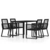 VidaXL - 5-delige Tuinset - Zwart PVC Rattan En Staal - 140x70 Cm