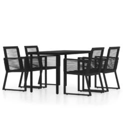 VidaXL - 5-delige Tuinset - Zwart PVC Rattan En Staal - 140x70 Cm