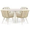 Tuinset Ronde Tuintafels 4 Personen 120 Cm Aluminium/Rope Taupe Coco -VIDAXL Winkel 1000173055