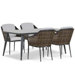 Tuinset 4 Personen 180 Cm Aluminium/wicker Grijs Coco Olivine/Vienna
