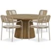 Tuinset Ronde Tuintafels 4 Personen 140 Cm Aluminium/rope Taupe Coco -VIDAXL Winkel 1000174377