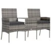 VidaXL - Tuinbank 2-zits Met Tafeltje - Antraciet - Poly Rattan -VIDAXL Winkel 1000177594