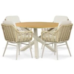 Tuinset 4 Personen 125 Cm Aluminium/rope Taupe Coco Antoni/Ancona