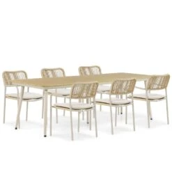 Tuinset 6 Personen 240 Cm Aluminium/rope Taupe Coco Penya/Matale