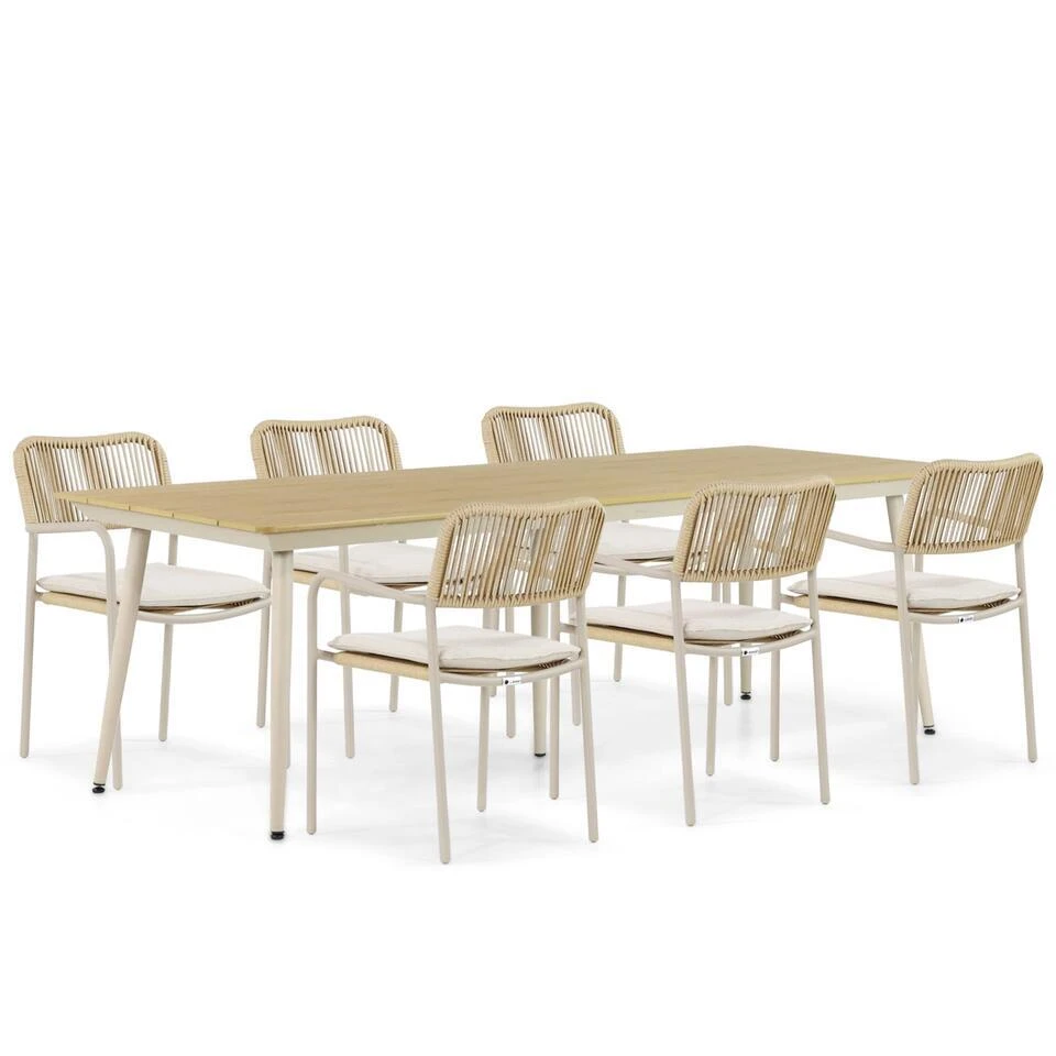 Tuinset 6 Personen 240 Cm Aluminium/rope Taupe Coco Penya/Matale 3 Tuinset 6 Personen 240 Cm Aluminium/rope Taupe Coco Penya/Matale