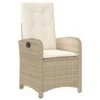 VidaXL - Tuinstoel Verstelbaar Met Kussens - Beige - Poly Rattan - 57x58.5x93 Cm -VIDAXL Winkel 1000179596