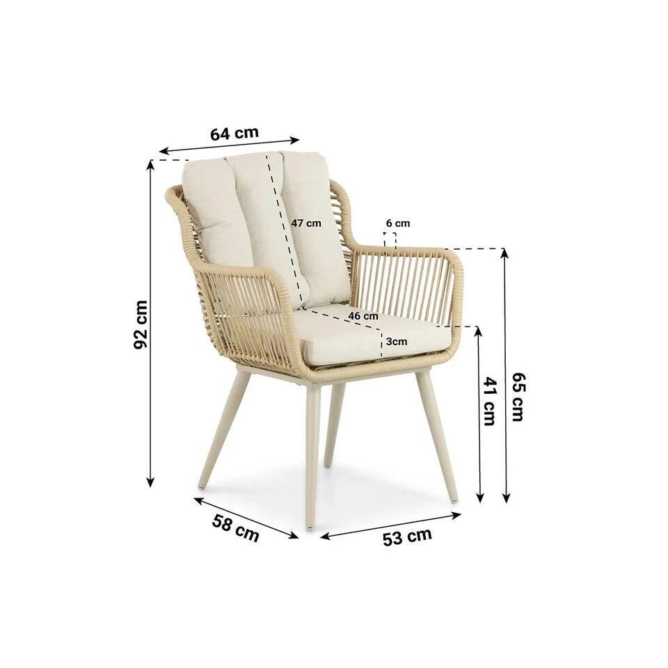 Tuinset Ronde Tuintafels 4 Personen 120 Cm Aluminium/Rope Taupe Coco 5 Tuinset Ronde Tuintafels 4 Personen 120 Cm Aluminium/Rope Taupe Coco - Afbeelding 3