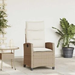 VidaXL - Verstelbare Tuinstoel Met Bijzettafel - Beige - Poly Rattan -VIDAXL Winkel 15936ad5e8954304a68f8800d3641200