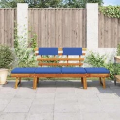 VidaXL - Tuinbank - Blauw - Acaciahout - 190 Cm - 2-in-1 - Met Kussen -VIDAXL Winkel 166c41c68e8f4da59d847359b8d73717