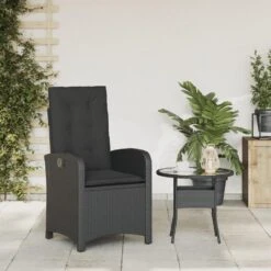 VidaXL - Verstelbare Tuinstoel Met Kussens - Zwart - Poly Rattan -VIDAXL Winkel 1864863a41314e25837c57df03bfc61f