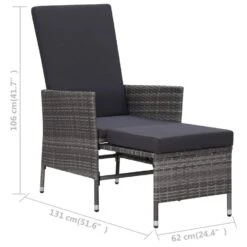 VidaXL - Tuinstoel - Grijs - Poly Rattan - Verstelbaar - Met Kussens -VIDAXL Winkel 18b49691870d4ce2a27430bd90c4a401