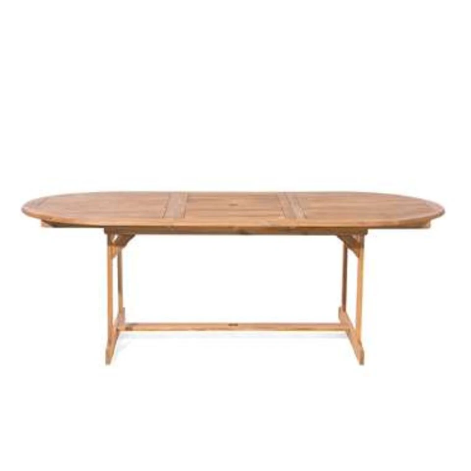 Beliani Tuintafelset MAUI - Lichte Houtkleur Acaciahout 4 Beliani Tuintafelset MAUI - Lichte Houtkleur Acaciahout - Afbeelding 2