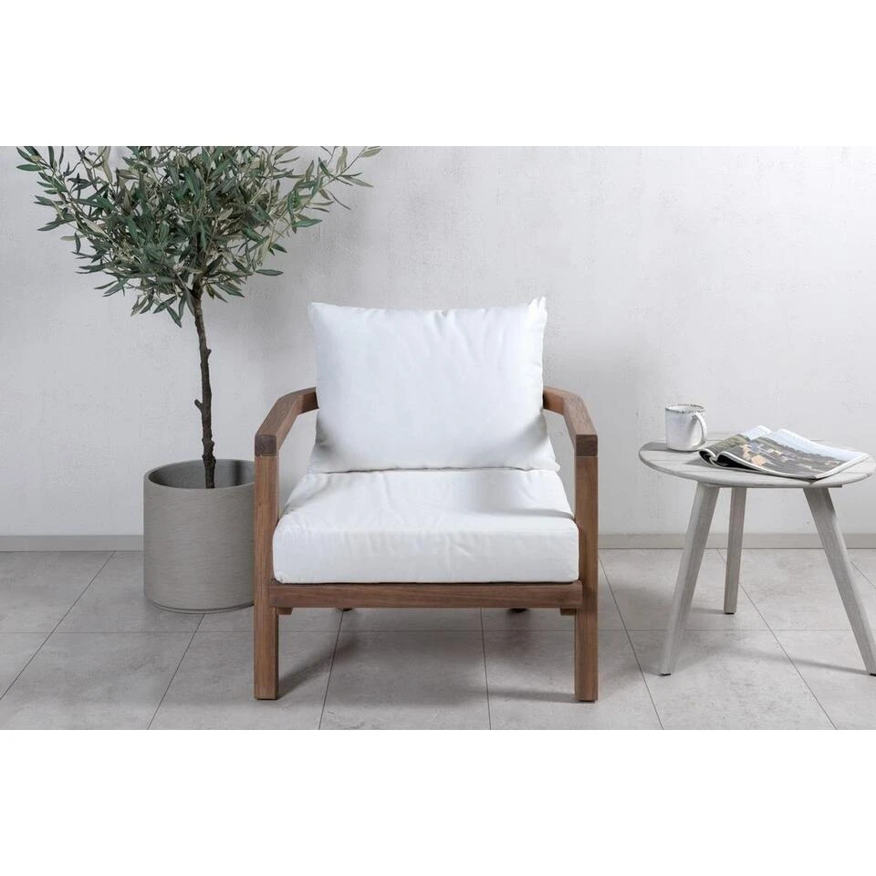 Svea - Abdul Loungestoel - Acaciahout - Naturel/wit 4 Svea - Abdul Loungestoel - Acaciahout - Naturel/wit - Afbeelding 2