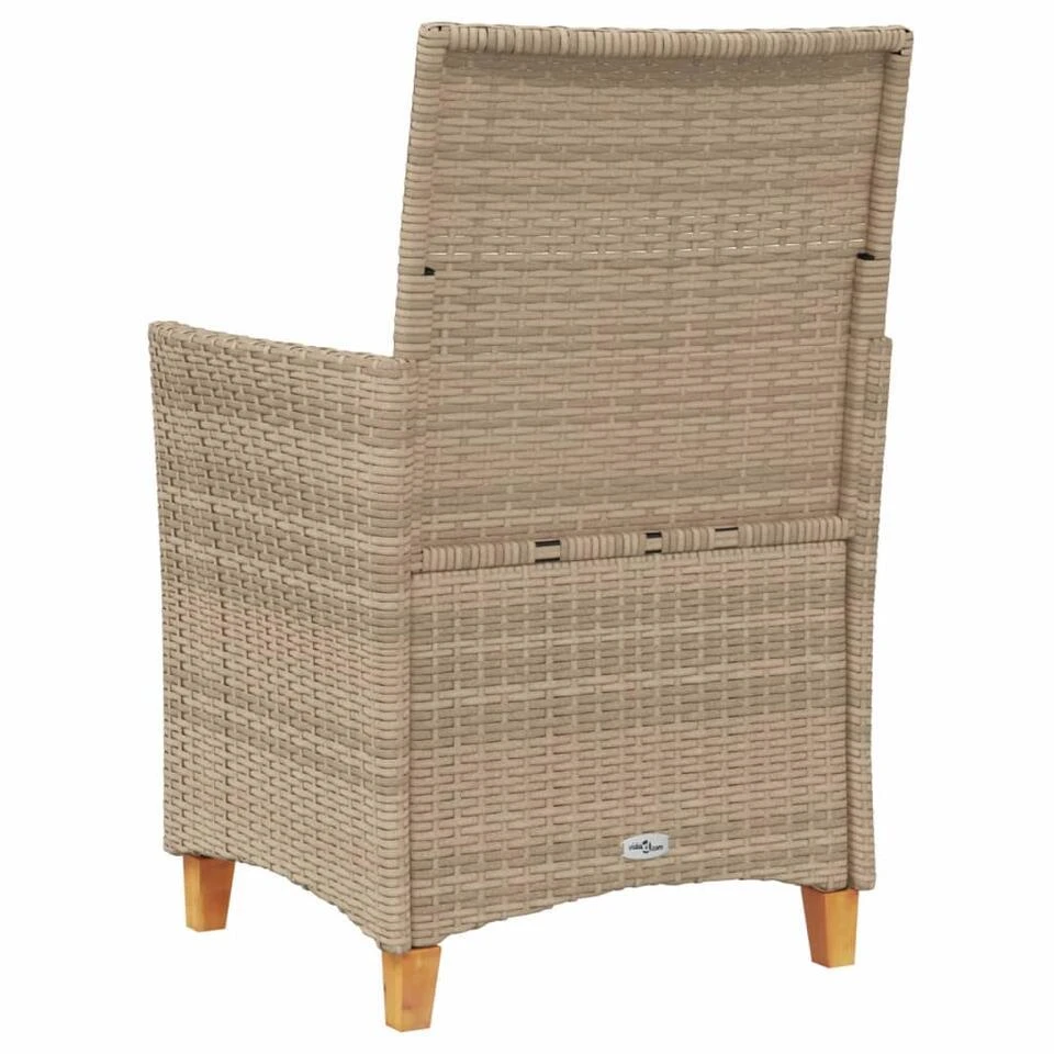VidaXL - Tuinstoelen Met Kussens - Beige - Poly Rattan En Hout - 2 Stuks 9 VidaXL - Tuinstoelen Met Kussens - Beige - Poly Rattan En Hout - 2 Stuks - Afbeelding 7