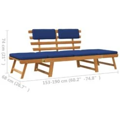 VidaXL - Tuinbank - Blauw - Acaciahout - 190 Cm - 2-in-1 - Met Kussen -VIDAXL Winkel 1ff62d51cc4f4d24998bb09b54c1e38e