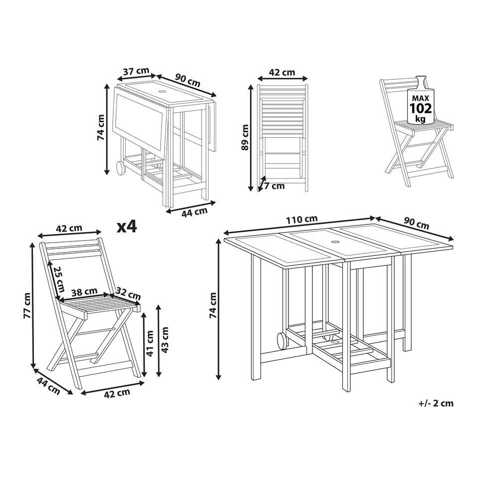 FRASSINE - Tuinset - Lichtbruin - Acaciahout 5 FRASSINE - Tuinset - Lichtbruin - Acaciahout - Afbeelding 3