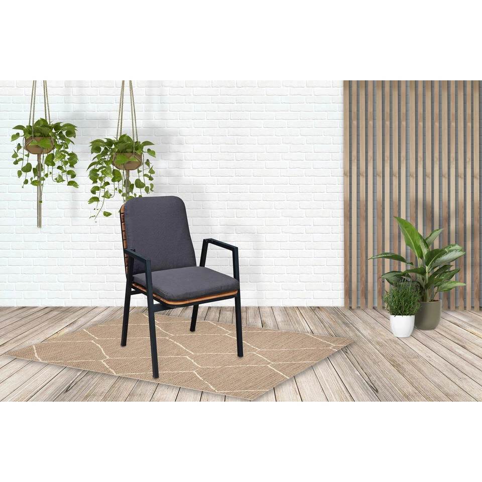 Sens-Line - Dexter Tuinstoel - Zwart - Acaciahout - Set Van 4 6 Sens-Line - Dexter Tuinstoel - Zwart - Acaciahout - Set Van 4 - Afbeelding 4