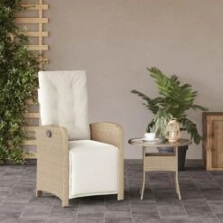 VidaXL - Verstelbare Tuinstoel Met Voetensteun - Beige - Poly Rattan -VIDAXL Winkel 25fc1848340642ceb8154594c190c903