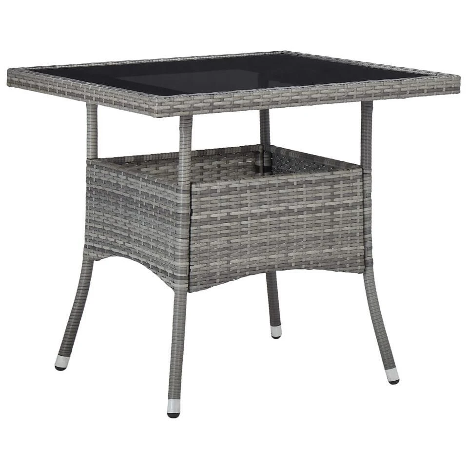 VidaXL - 5-delige Tuinset Grijs - Poly Rattan En Glas - 80x80 Cm 4 VidaXL - 5-delige Tuinset Grijs - Poly Rattan En Glas - 80x80 Cm - Afbeelding 2