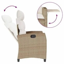 VidaXL - Verstelbare Tuinstoel Met Bijzettafel - Beige - Poly Rattan -VIDAXL Winkel 2ac66b9cad8f4528a134e4f22c01cb60