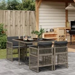 VidaXL - 4-zits Tuinset Donkergrijs Kussens - Grijs - PE Rattan - 110x106 Cm -VIDAXL Winkel 2b00e7d96bac42738078906d3070bec8