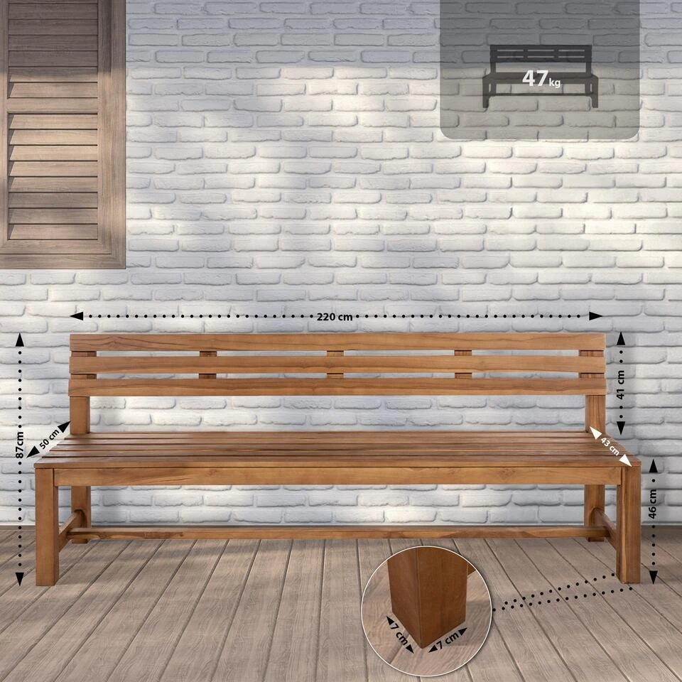 CLP Teakbank Augusta 220 Cm 4 CLP Teakbank Augusta 220 Cm - Afbeelding 2