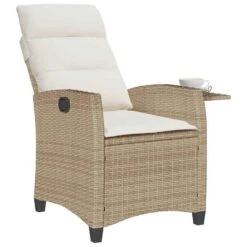 VidaXL - Verstelbare Tuinstoel Met Bijzettafel - Beige - Poly Rattan -VIDAXL Winkel 2fd4d272fc46419fbf653bf3b8edba18