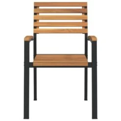 VidaXL - Tuinstoelen - Stapelbaar - Bruin - Acaciahout En Metaal - 4 Stuks -VIDAXL Winkel 35177b530b4242be915c6602f0477b65