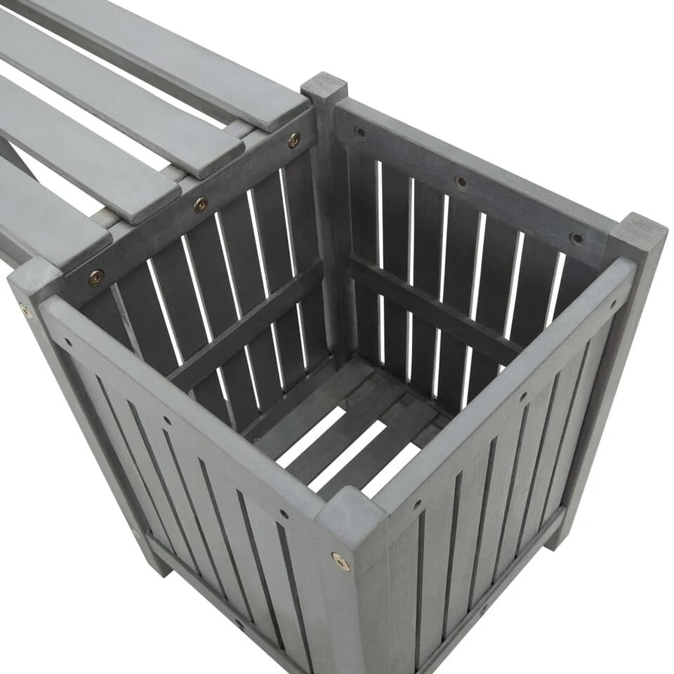 VidaXL Tuinbank Met 2 Plantenbakken 150 Cm Massief Acaciahout Grijs 5 VidaXL Tuinbank Met 2 Plantenbakken 150 Cm Massief Acaciahout Grijs - Afbeelding 3
