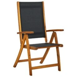 VidaXL - Tuinstoelen - Bruin - Acaciahout En Textileen - 4 Stuks - Inklapbaar -VIDAXL Winkel 38e108be84a94c4191fefae7345157a5
