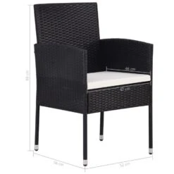 VidaXL - 5-delige Tuinset Met Wit Kussens - Zwart Poly Rattan - 150x90 Cm -VIDAXL Winkel 3b10d31276db433db1384e1257bf5751