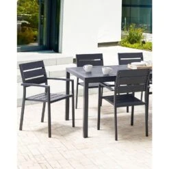 VERNIO - Tuinstoel Set Van 6 - Zwart - Kunsthout/Aluminium -VIDAXL Winkel 3dca0b59f07f4d06891365d5174c6f2c