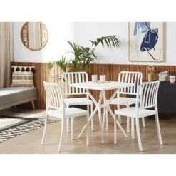 Beliani Tuintafelset SERSALE - Wit Smc (kunststof) -VIDAXL Winkel 3dd64b99a492435e9e85430f9b8979c7