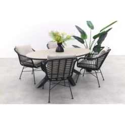 GI Margriet Zwart/zand / Edison 180 X 115 Cm. Tafel - Ovale Tuinset -VIDAXL Winkel 3e3141cd118e40a38161eae019c94545