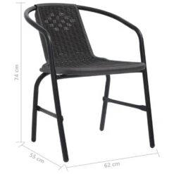 VidaXL - Stapelstoelen - Zwart - Kunststof Rattan En Staal - 2 Stuks -VIDAXL Winkel 41dcf63dad1b42eebf2fae97d79b5e9a